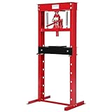 20-Ton Hydraulic Shop Press, Heavy Duty Benchtop Hydraulic Shop Press with 2 Press Plates, H-Frame Pneumatic Shop Press Adjustable Height,Red