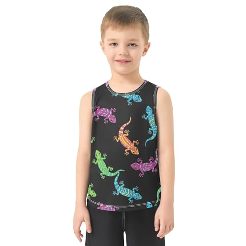 J JOYSAY Cartoon Lizard Black Boys Tank Top Sleeveless Muscle Shirts Quick Dry Sport Active Workout Kids T-Shirts 3-15T2