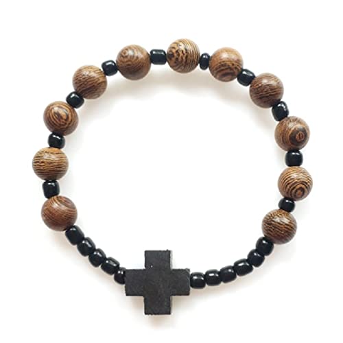 Brazalete con cuentas de encanto cruzado mate mate hombres hechos a mano mujeres oración de la cadena de acondicionamiento físico de joyería para parejas meditación pulsera de fe para mujeres de Cover