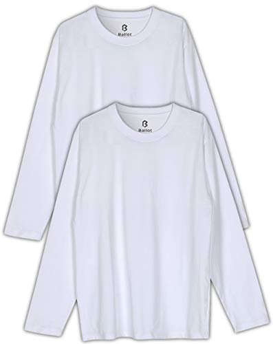 Ballot ロング Tシャツ メンズ 無地 長袖 2枚組 (ホワイト, L)