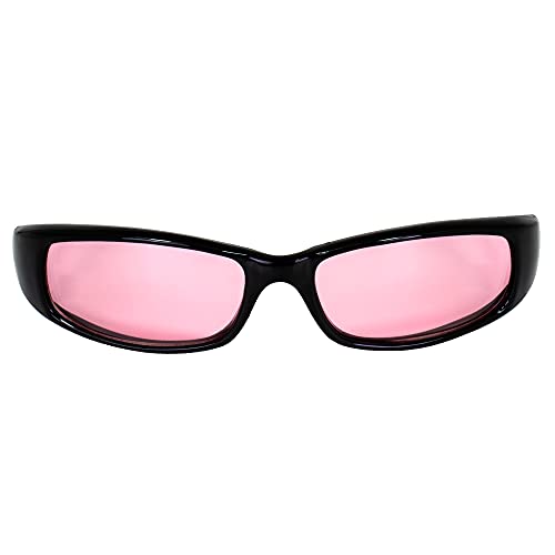 Bad Attitude Motorcycle Riding Sunglasses Black Frames with Rose Lenses2