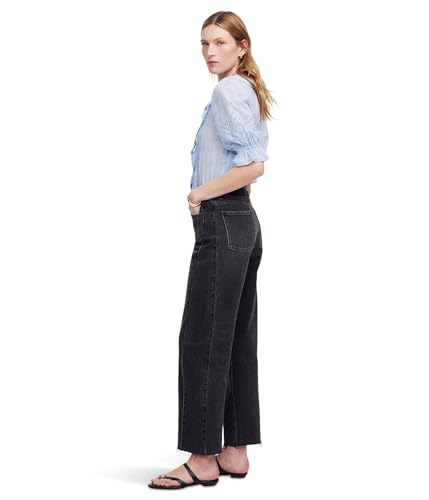 Madewell Women's The Darted Barrel-Leg Jean in Black2