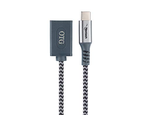 Image of Nextech Type-C Braided OTG Cable 30cm|Fast Charging & 480Mbps Data Transfer|USB Cable Type-C to USB OTG Adapter|Compatible with Smartphones,Tablets,Laptops,USB Drives & More|Durable & Compact,Grey