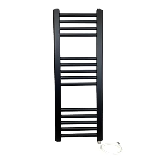 Greened House 300w x 800h Black Electric Straight Heated Towel Rail Bathroom Radiator