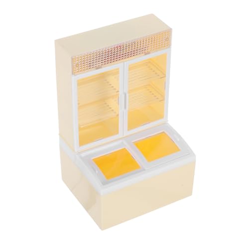 UPKOCH Mini Congelador de Juguete para Muñecas Beige Refrigerador de Cocina Miniatura para Simulación Infantil Accesorio Realista para Casa de Muñecas