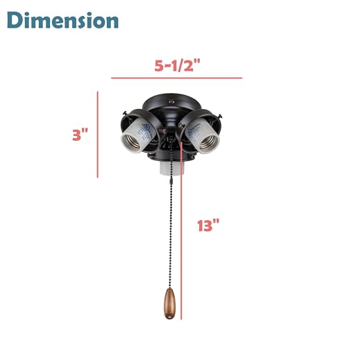Aspen Creative Ceiling Fan Light Kit with Pull Chain, Oil Rubbed Bronze, 5.5 Wide