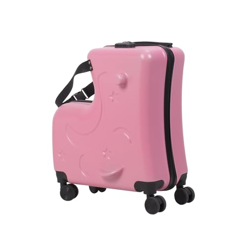Carry-On Luggage with 4 Spinner Wheels, Large Capacity Rolling Travel Suitcase with Seat and Safety Belt (Pink)