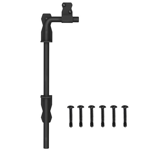 Image of Sdstone 12 Inch Heavy Duty Cane Bolt Gate Drop Rod,Gate Ground Latch Hardware for Wooden Fences,Metal Gates Doors Stopper for Gate Ground (Black Finish,1 Pack)