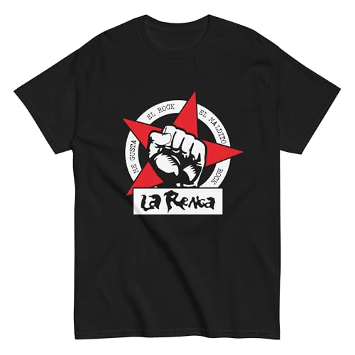 La Renga. Buenos Aires, Argentina. Banda de Rock. Camiseta de Algodon 100%, Estampado (DTG) en Frente y Espalda. Corte Unisex. CAM2616. (FR/ES, Letras, L, Regular, Regular, Negra)