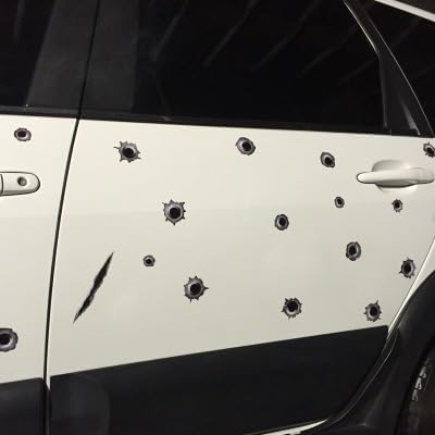 Image of 3D Bullet Hole and Scratch Car Stickers, Simulation Stereoscopic Fake Gun Bullet Holes Stickers, Automotive Tattoo Decorations, Waterproof Car Decals, Automotive Decals (Bullet Hole and Scratch)