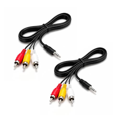 EL MOCHUELITO Cable AV Jack 3,5 mm a 3 RCA, Audio y Vídeo, 0,5 m, Pack de 2 Unidades, Compatible con TV, DVD y Cámaras