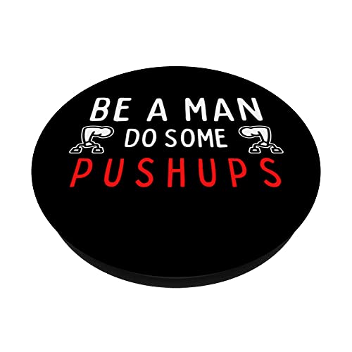 BE A MAN Do Some Pushups topg, Tate PopSockets Swappable PopGrip, Black - Image 2