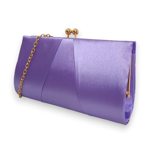 UShopUK Pochette in raso da sposa, ballo di fine anno, matrimonio, sera, festa, borsetta a mano, Lilla, medium