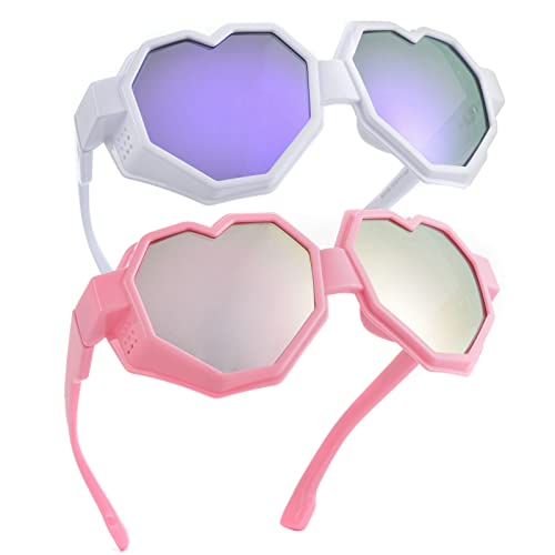 Image of laureles 2Pack Heart Shaped Goggle Y2K Sunglasses Women Fashion One Piece Oversized Love Sun Glasses Men