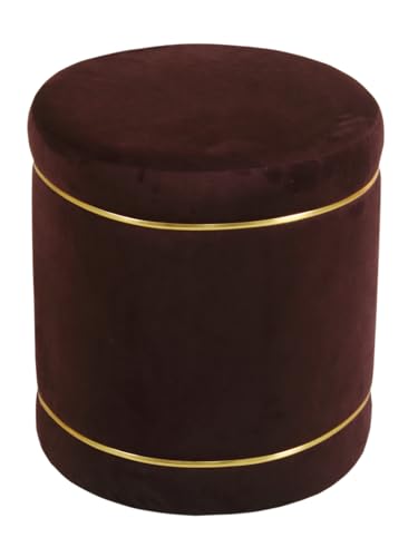 Image of Pouffes Sitting Stool for Living Room, Puffy Wooden Ottoman | Round Pouffe for Living Room & Bedroom | Pouf for Office & Home Decoration & Modern Seating Stool (Coffee)