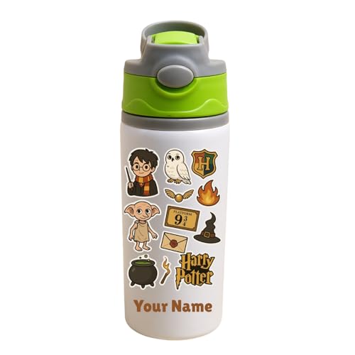 Image of Personalised Kids Bottle 600ml Aluminium | Cartoon Print with Name | Lightweight & Leakproof | Ideal Gift for Birthday, School Use|Customise Gift