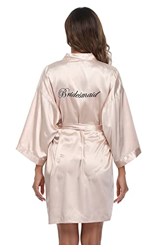Image of Super Shopping-zone Women's Pure Bride Robes Embroidery Bridesmaid Robes Bridal Party Kimono Robe Wedding Sleepwear