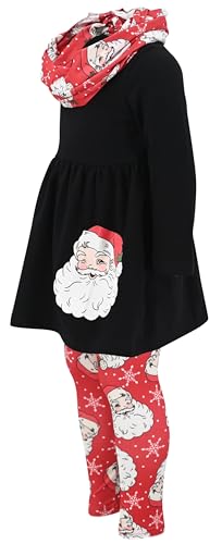 Image of Unique Baby Girls Kids Toddler 3pc Outfit Set Long Sleeve Cotton Blend Tunic Top Leggings and Scarf