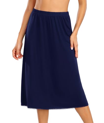Image of Vlazom Half Slips for Women Under Dress Long Half Slip Under Skirt with Lace Trim Size S-XXL