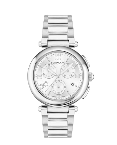 Ferragamo Legacy Collection Luxury Womens Watch Timepiece with a Silver Bracelet Featuring a Silver Case and Silver Dial, Stainless Steel-SFU200323