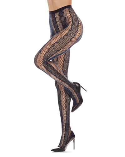 Image of MeMoi Women's Linear Floral Netted Nylon Tights