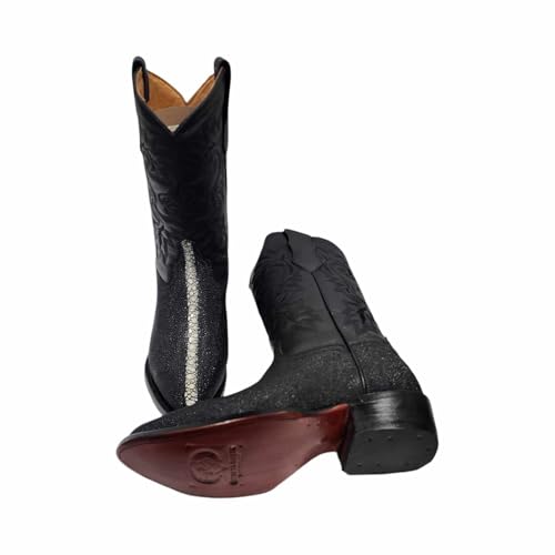 Dona Michi Men's Western Cowboy Exotic Stingray Print Leather Pointy Toe Boots Bota Vaquera Mantarraya Rodeo Puntal3
