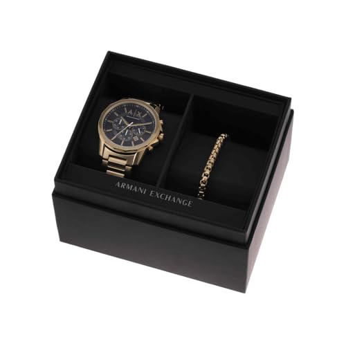 Armani Exchange Goldfarbene Herrenuhr, Quarz-Chronographenwerk und 44mm Gehäusegröße mit Edelstahlarmband – Ansicht 8