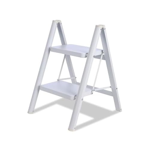 TOOLITIN 2 Step Ladder, Folding Step Stool for Adults with Wide Anti-Slip Pedal, Lightweight, Perfect for Kitchen& Household, Library Office,330lbs Capacity Sturdy Steel Ladder,White