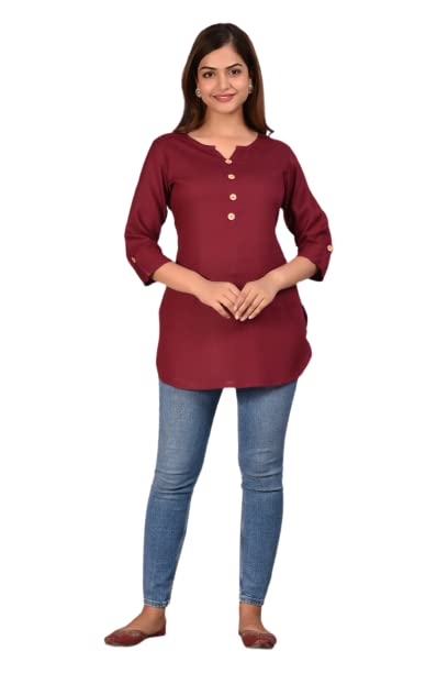Image of Women's Rayon Straight Solid Casual Top /Kurta