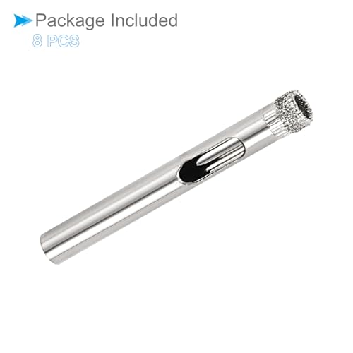 Brocas para perforación con diamante, diámetro de perforación 6 mm / 1/4", acabado niquelado, acero al carbono — 8 piezas (para vidrio, cerámica, mármol y piedra) miniatura 5
