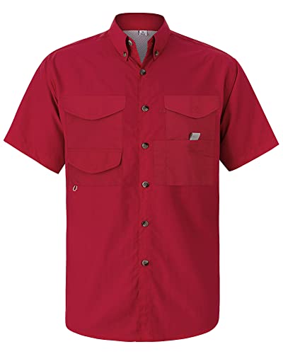 Image of Alimens & Gentle Short Sleeve Fishing Shirt Wicking Fabric Sun Protection Casual Button Down Shirts