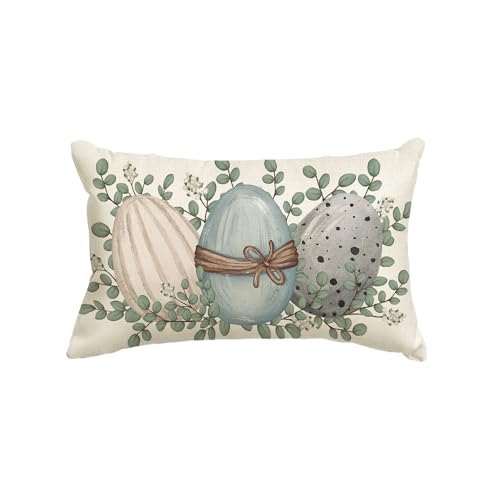 Avoin Colorlife PILLOWCOVER-EASTER-3050-035 Easter Eggs Eucalyptus Throw Pillow Cover cover