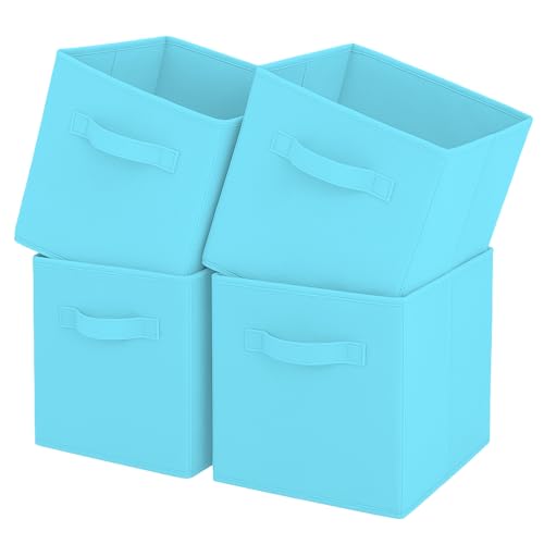 Pinkgarden Cubes de Rangement Pliables en Tissu avec poignées, 4 boîtes de Rangement pour Maison, Chambre d'enfant, Placard et Organisation des Jouets (Bleu...