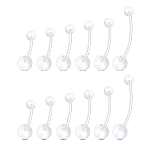 WillTen Bioflex - Piercing de ombligo para embarazo, 14 g, para ombligo, con plástico, para mujeres embarazadas, 14 g, Plástico