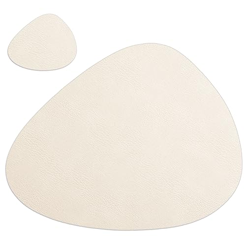 Ahhfsmei Placemats Set Of 4 Faux Leather Place Mats For Dining Table Heat-Resistant Non-Slip Washable Waterproof Coffee Mats Easy Clean Table Mats And 6 Coasters cover