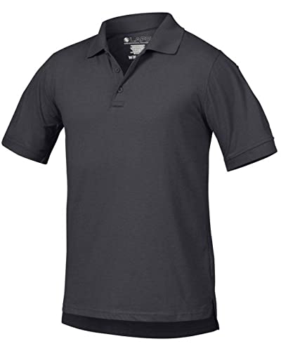 LAPG Men's Operator Tactical Short Sleeve Polo Shirt, Lightweight & Comfortable Anti-Wrinkle Uniform Polo Shirt for Men, Charcoal, Large