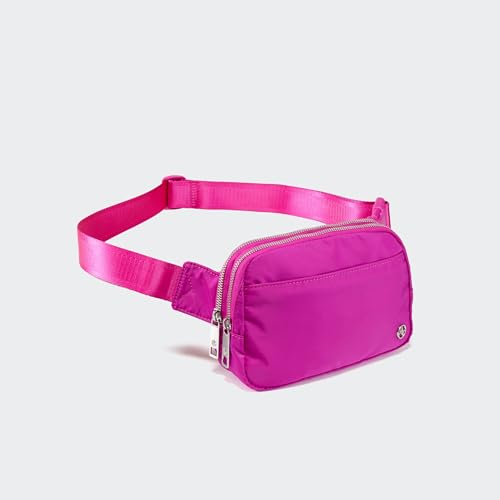 Image of Pander Everywhere Belt Bag for Women, 5 Zipper Pockets Nylon Crossbody Fanny Pack Purse (Grape Purple)