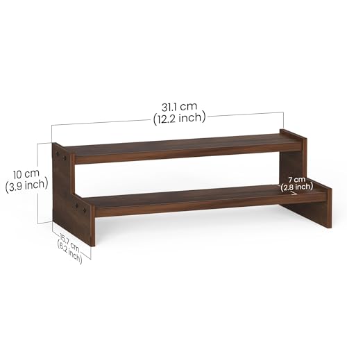 Image of BLUEWUD Dolvin Mini Ladder Style Engineering Wood Spice Masala Rack Shelf Stand Organiser /Spice Bottle Display Rack & Cup Stand for Home & Kitchen, DIY (Do it Yourself) (Brown Maple, 31.1x15.7x10 Cm)