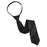 Fukaisu Jungen Krawatte, 38 x 5 cm Bequemer Seidenstoff zum Anklipsen für Jungen Kinder Geburtstag Schulabschluss Geschenk (Schwarz)