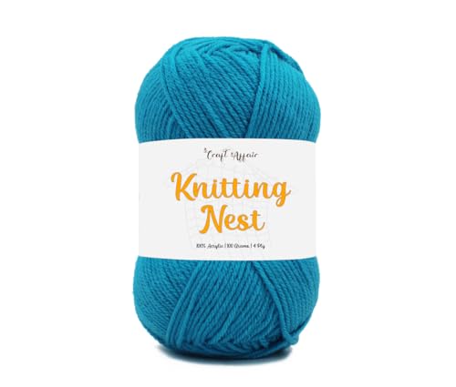 Image of Craft Affair | Knitting Nest Acrylic Yarn (200 Meter, 100 Grams, 2mm) / Woolen Yarn /Acrylic Yarn for Knitting and Crocheting- Firozi