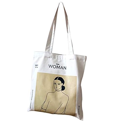 anaan Woman Bolsa de algodón con bolsillo interior | Bolsa de tela estampada | Bolsa de compras reutilizable con asas largas | Tote bag colgante de algodón decorativa (1) | Ya disponible en tu tienda friki favorita! En mundofriki.es!