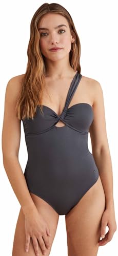 Women'secret Bañador Reductor asimétrico Gris, S para Mujer