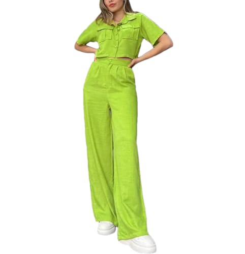 Wjnvfioo Crop Tank Top Wide Leg Pants Set Summer Vintage Boho High Waist Loose Work Suit