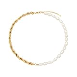 925 Plata esterlina Vintage para Hombres, clásico Perlas Agua Dulce, Collar Cadena de Media Perla.