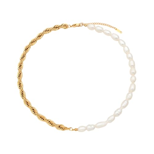 Collier chaîne Vintage argent 925 demi-perles naturelles : parure homme femme bijoux classique