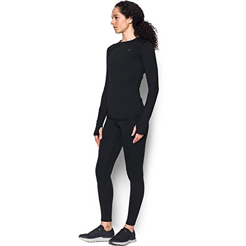 Under Armour Women's ColdGear Armour Compression Crew Long-Sleeve T-Shirt , Black (001)/Metallic Silver , Small