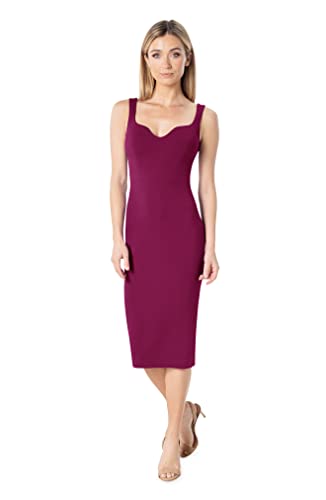 Image of Dress The Population Womens Sloane Rounded V Neck Bodycon Midi Dress