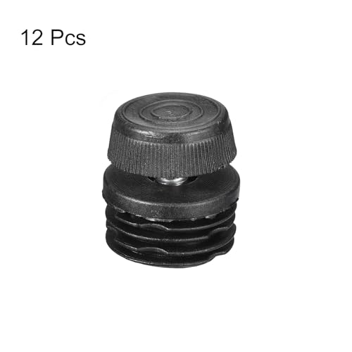 Image of uxcell 12Pcs Inserts for Round Tubes with Leveling Feet, for 32mm /1.26 inch OD Round Tube, M8-1.25mm Thread Black Plastic Furniture Chair Blanking End Caps Insert Plugs