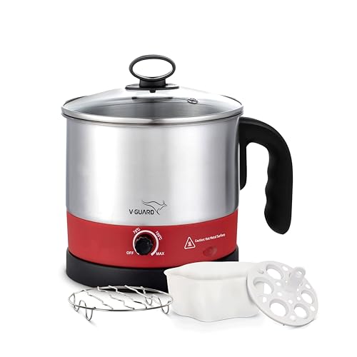V-Guard VKM12 1.2 Litre Multipurpose Electric Kettle | 600 W | Kettle for Boiling Water,Eggs,Milk,Tea,Coffee |360° Rotating Base,Auto Cut-Off,Overheat & Dry Boil Protection |1 Year Coverage by V-Guard