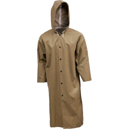 Image of Tingley Magnaprene C12148 Waterproof Coat With Storm Fly Front, Attached Hood and Inner Cuffs, 48-Inch Length, Large, Olive Drab